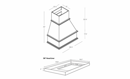 Luxor Harvest WHT36: Traditional Wood Hood: Assembled Kitchen Cabinets