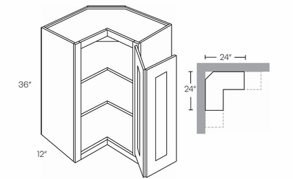 Luxor Harvest WSQ2436: 36" High Corner Wall Cabinet: Assembled Kitchen Cabinets