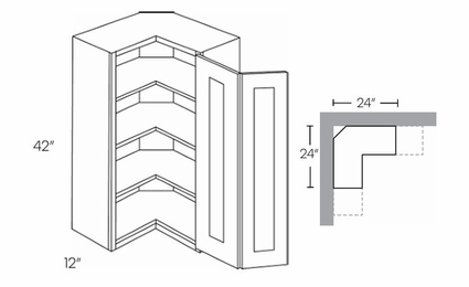 Luxor Harvest WSQ2442: 42" High Corner Wall Cabinet: Assembled Kitchen Cabinets