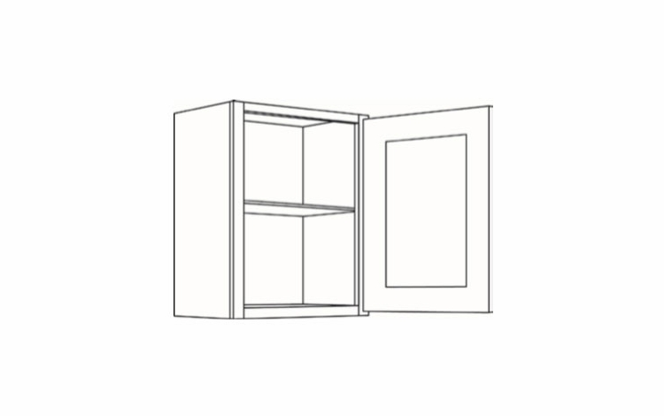 Luxor Misty Grey 1824: 24" High 1 Door  Wall Cabinet: Assembled Kitchen Cabinets