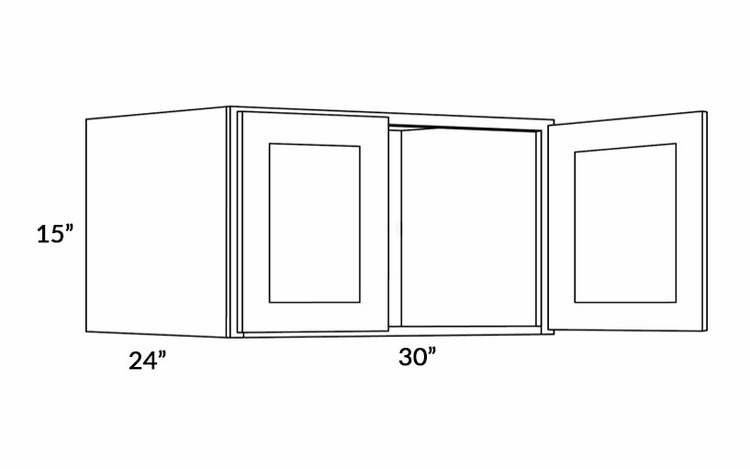 Luxor Misty Grey 3015X24: 24" Deep Wall Cabinet: Assembled Kitchen Cabinets