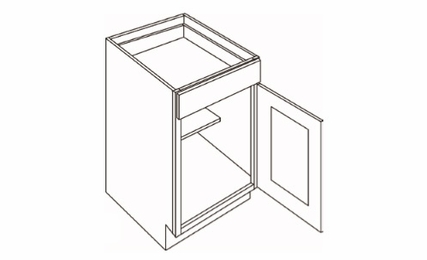 Luxor Misty Grey B15: 1 Door, 1 Drawer Base Cabinet: Assembled Kitchen Cabinets
