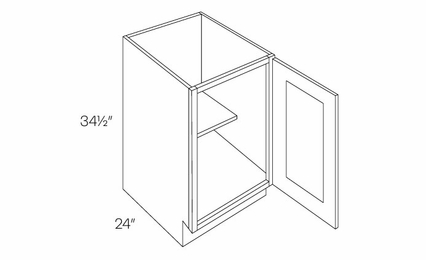 Luxor Misty Grey B21-FH: Full Height 1 Door Base Cabinet: Assembled Kitchen Cabinets
