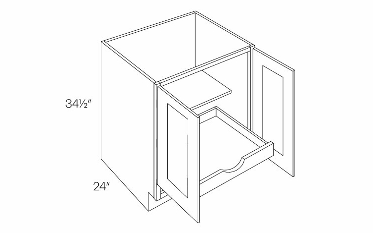 Luxor Misty Grey B27-FH-POS1: Full Height 2 Door Base Cabinet W/1 POS: Assembled Kitchen Cabinets