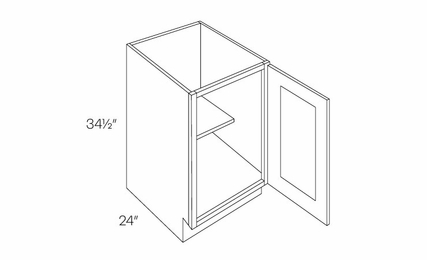Luxor Misty Grey B9-FH: Full Height 1 Door Base Cabinet: Assembled Kitchen Cabinets
