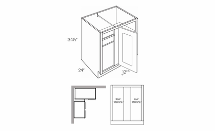 Luxor Misty Grey BLB45/48-FH: Full Height Blind Base Cabinet: Assembled Kitchen Cabinets