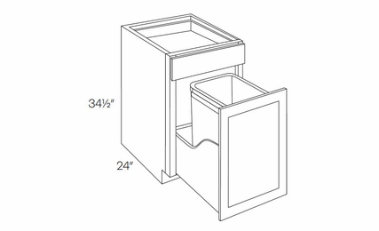Luxor Misty Grey BWBK15 (1-B): Waste Basket Cabinet: Assembled Kitchen Cabinets