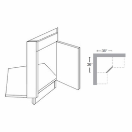 Luxor Misty Grey CSFFL36 (Floor): Diagonal Corner Sink Front: Assembled Kitchen Cabinets