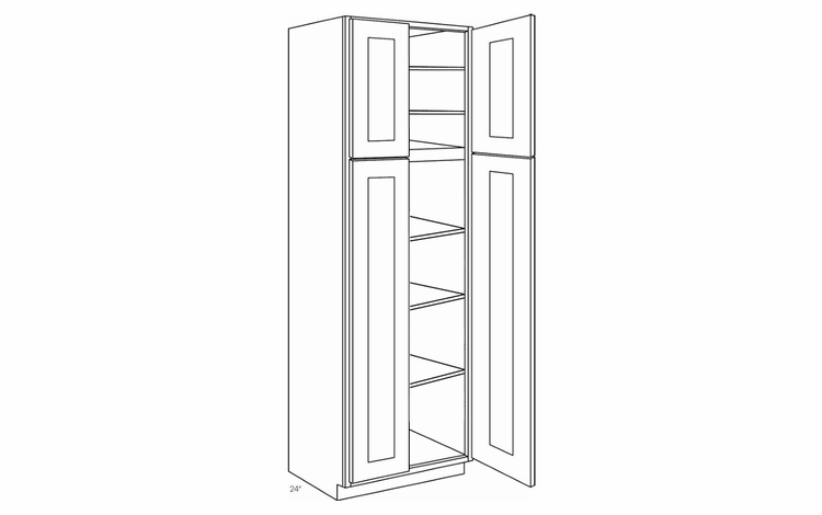 Luxor Misty Grey UC3024X90: Double Door Utility Cabinet: Assembled Kitchen Cabinets