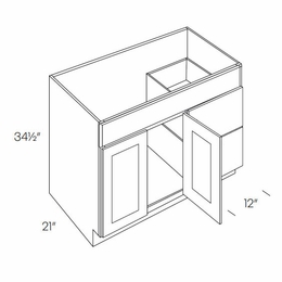 Luxor Misty Grey V36DR: Right 2 Door 2 Drawer Vanity Sink Base Cabinet: Assembled Kitchen Cabinets