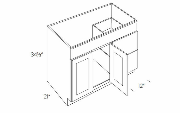 Luxor Misty Grey V42DR: Right 2 Door 2 Drawer Vanity Sink Base Cabinet: Assembled Kitchen Cabinets