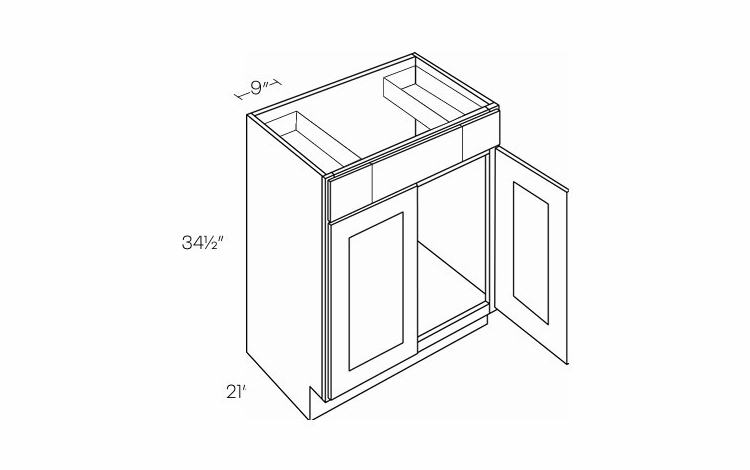 Luxor Misty Grey VSB36: 2 Drawer Vanity Sink Base Cabinet: Assembled Kitchen Cabinets