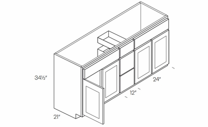 Luxor Misty Grey VSD60: Vanity Drawer Base Cabinet: Assembled Kitchen Cabinets