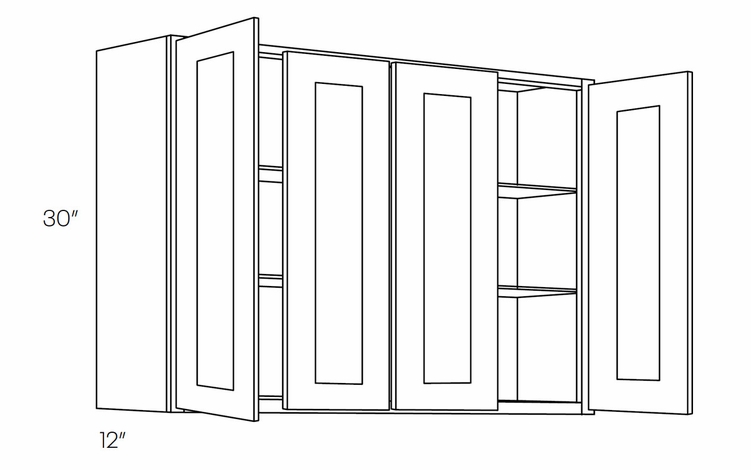 Luxor Smoky Grey 4830: 30" High 4 Door Wall Cabinet: Assembled Kitchen Cabinets