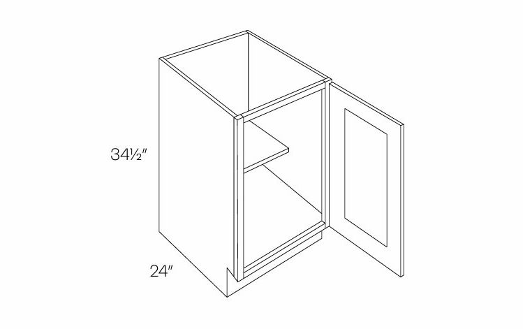 Luxor Smoky Grey B21-FH: Full Height 1 Door Base Cabinet: Assembled Kitchen Cabinets