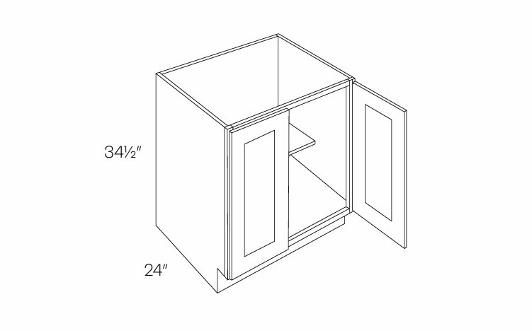 Luxor Smoky Grey B27-FH: Full Height 2 Door Base Cabinet: Assembled Kitchen Cabinets