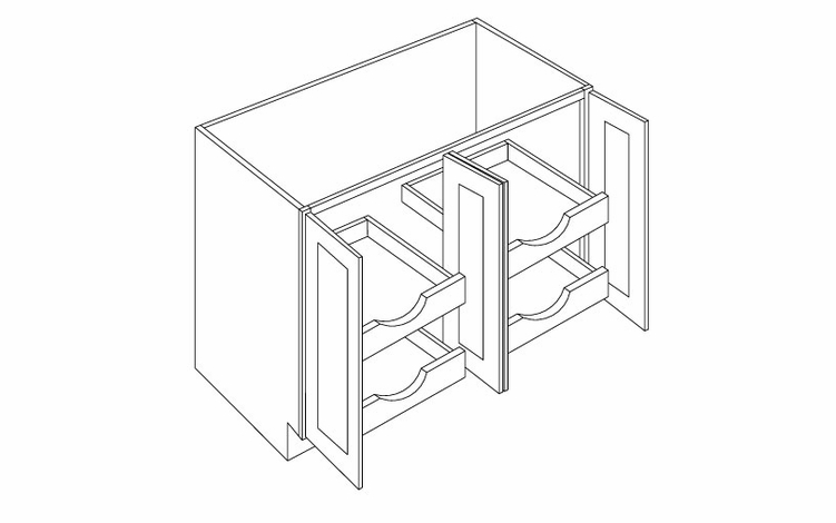 Luxor Smoky Grey B48-FH-POS4: Full Height 4 Door Base Cabinet W/4 POS: Assembled Kitchen Cabinets