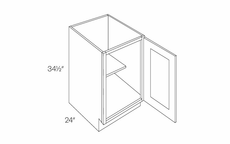 Luxor Smoky Grey B9-FH: Full Height 1 Door Base Cabinet: Assembled Kitchen Cabinets