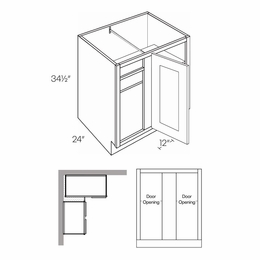 Luxor Smoky Grey BLB45/48-FH: Full Height Blind Base Cabinet: Assembled Kitchen Cabinets