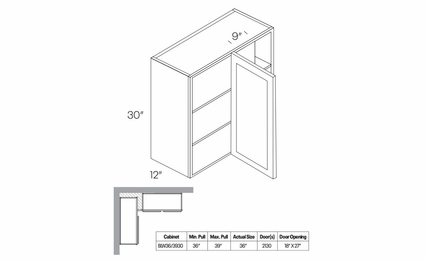 Luxor Smoky Grey BLW36/3930: 30" High Blind Wall Cabinet: Assembled Kitchen Cabinets