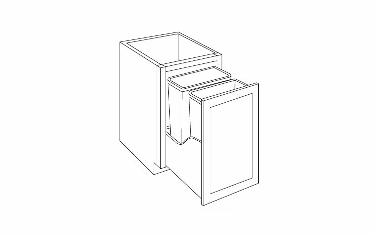 Luxor Smoky Grey BWBK18-FH: Full Height Waste Basket Cabinet: Assembled Kitchen Cabinets