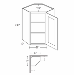 Luxor Smoky Grey CW2436: 36" High Diagonal Corner Wall Cabinet: Assembled Kitchen Cabinets