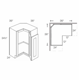 Luxor Smoky Grey ER36R: Right Easy Reach Corner Base Cabinet: Assembled Kitchen Cabinets