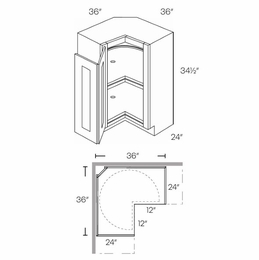 Luxor Smoky Grey LS36L: Left Lazy Susan Cabinet: Assembled Kitchen Cabinets