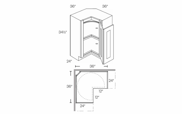Luxor Smoky Grey LS36R: Right Lazy Susan Cabinet: Assembled Kitchen Cabinets