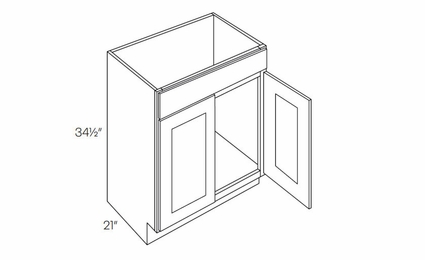 Luxor Smoky Grey V24: 2 Door Vanity Sink Base Cabinet: Assembled Kitchen Cabinets