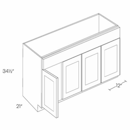 Luxor Smoky Grey V48: 4 Door Vanity Sink Base Cabinet: Assembled Kitchen Cabinets