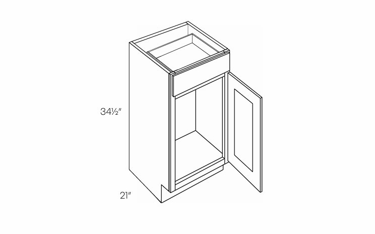 Luxor Smoky Grey VB15: 1 Door Vanity Base Cabinet: Assembled Kitchen Cabinets