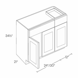 Luxor Smoky Grey VB42: 3 Door Vanity Base Cabinet: Assembled Kitchen Cabinets