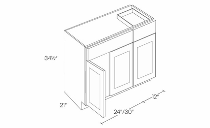 Luxor Smoky Grey VB42: 3 Door Vanity Base Cabinet: Assembled Kitchen Cabinets