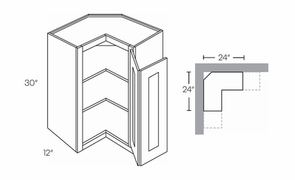 Luxor Smoky Grey WSQ2430: 30" High Corner Wall Cabinet: Assembled Kitchen Cabinets