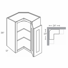 Luxor Smoky Grey WSQ2436: 36" High Corner Wall Cabinet: Assembled Kitchen Cabinets