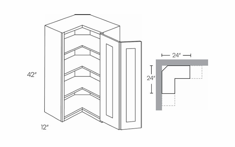 Luxor Smoky Grey WSQ2442: 42" High Corner Wall Cabinet: Assembled Kitchen Cabinets
