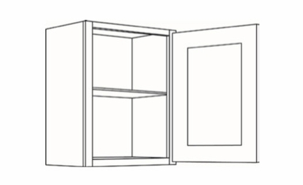Luxor White 1824: 24" High 1 Door  Wall Cabinet: Assembled Kitchen Cabinets