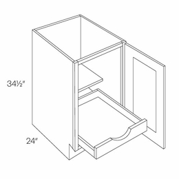 Luxor White B15-FH-POS1: Full Height 1 Door Base Cabinet W/1 POS: Assembled Kitchen Cabinets