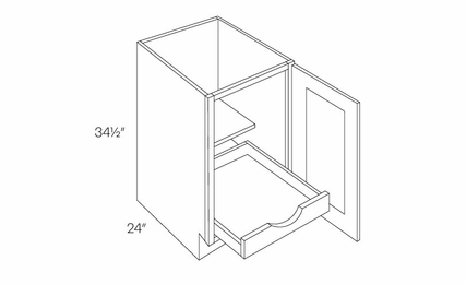 Luxor White B15-FH-POS1: Full Height 1 Door Base Cabinet W/1 POS: Assembled Kitchen Cabinets