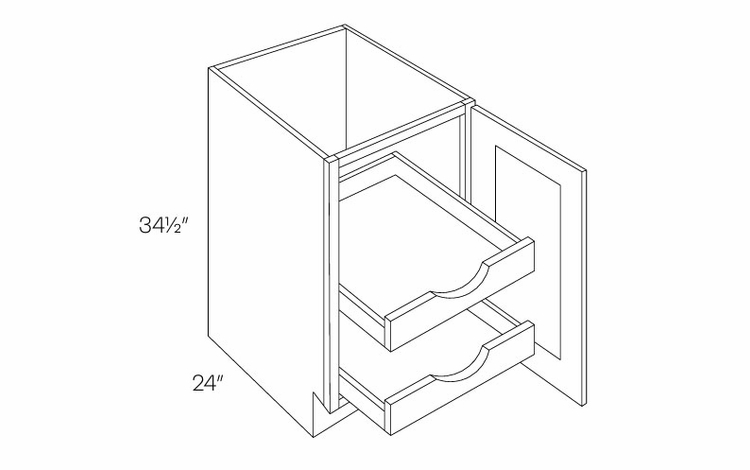 Luxor White B15-FH-POS2: Full Height 1 Door Base Cabinet W/2 POS: Assembled Kitchen Cabinets