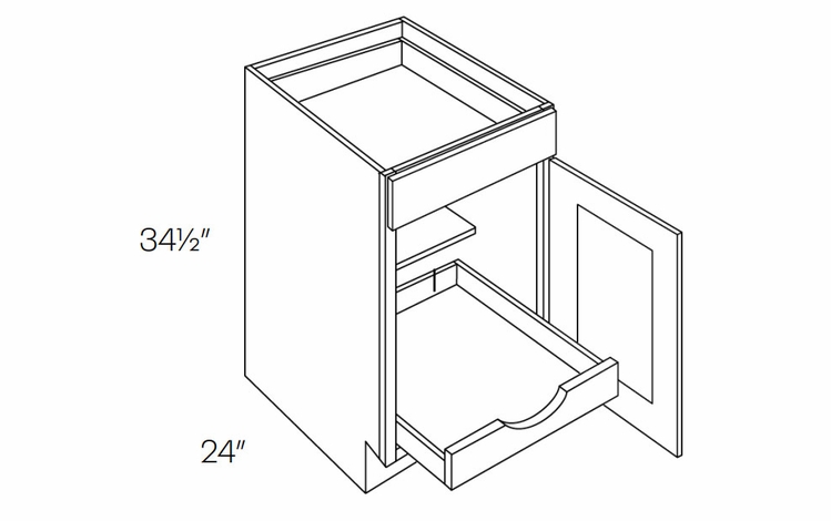 Luxor White B21-POS1: 1 Door, 1 Drawer Base Cabinet With 1 Pull Out Shelf: Assembled Kitchen Cabinets