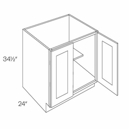 Luxor White B24-FH: Full Height 2 Door Base Cabinet: Assembled Kitchen Cabinets