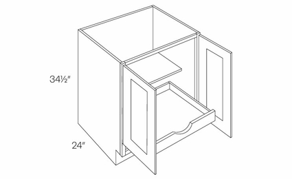 Luxor White B24-FH-POS1: Full Height 2 Door Base Cabinet W/1 POS: Assembled Kitchen Cabinets