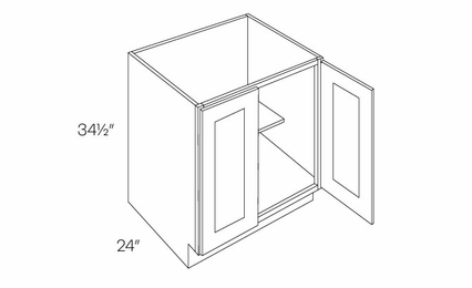 Luxor White B27-FH: Full Height 2 Door Base Cabinet: Assembled Kitchen Cabinets