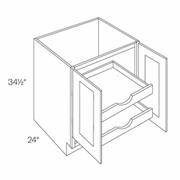 Luxor White B27-FH-POS2: Full Height 2 Door Base Cabinet W/2 POS: Assembled Kitchen Cabinets