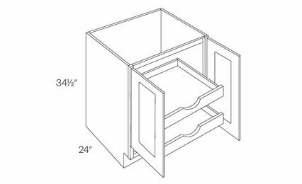 Luxor White B27-FH-POS2: Full Height 2 Door Base Cabinet W/2 POS: Assembled Kitchen Cabinets