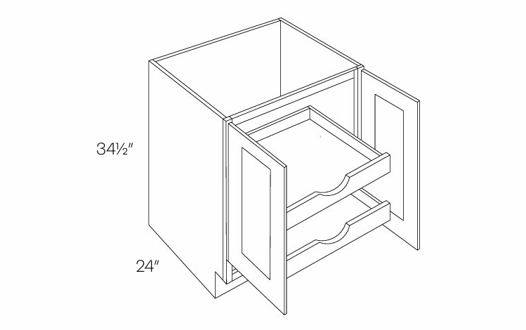 Luxor White B27-FH-POS2: Full Height 2 Door Base Cabinet W/2 POS: Assembled Kitchen Cabinets