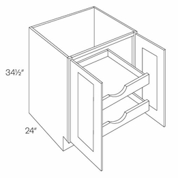 Luxor White B30-FH-POS2: Full Height 2 Door Base Cabinet W/2 POS: Assembled Kitchen Cabinets