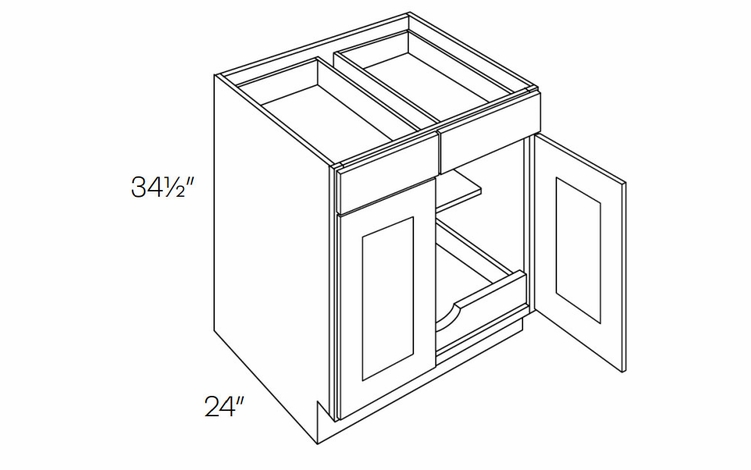 Luxor White B30-POS1: 2 Door, 2 Drawer Base Cabinet With 1 Pull Out Shelf: Assembled Kitchen Cabinets